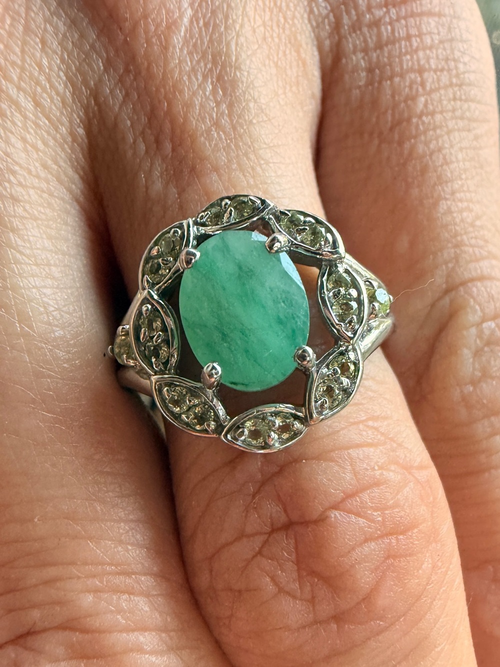 ✨ New ✨Natural Green Emerald Yellow Sapphire Ring 7